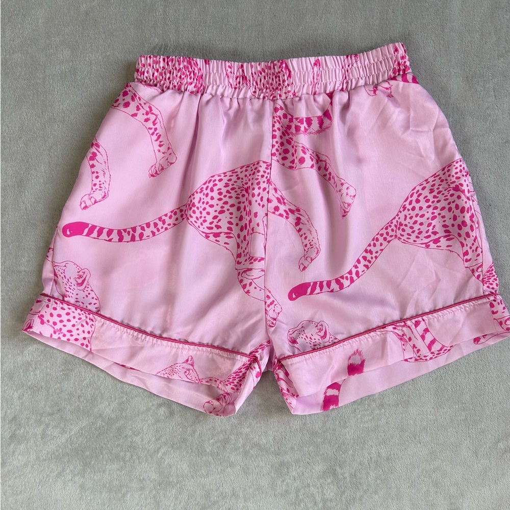 Peach Love California Fashion V Neck Tiger Cheetah Print Sling Home Pajamas Set - Picture 10 of 15